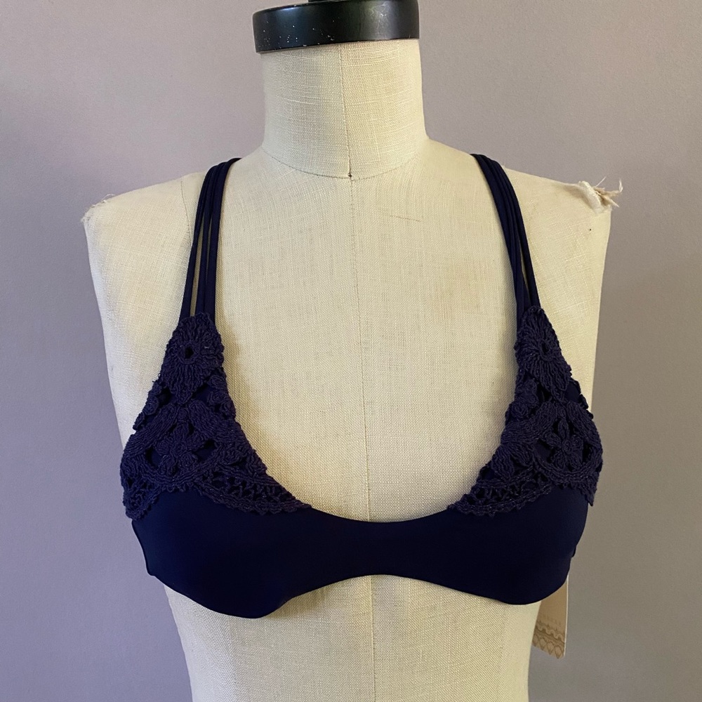 ‘Ale by Alessandra navy blue bikini top size XS NWT